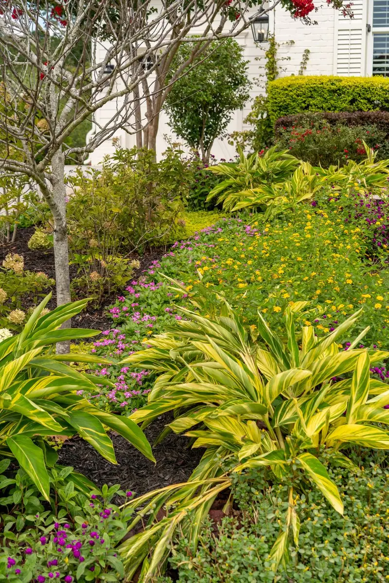 Hillside planting bed full of seasonal color.